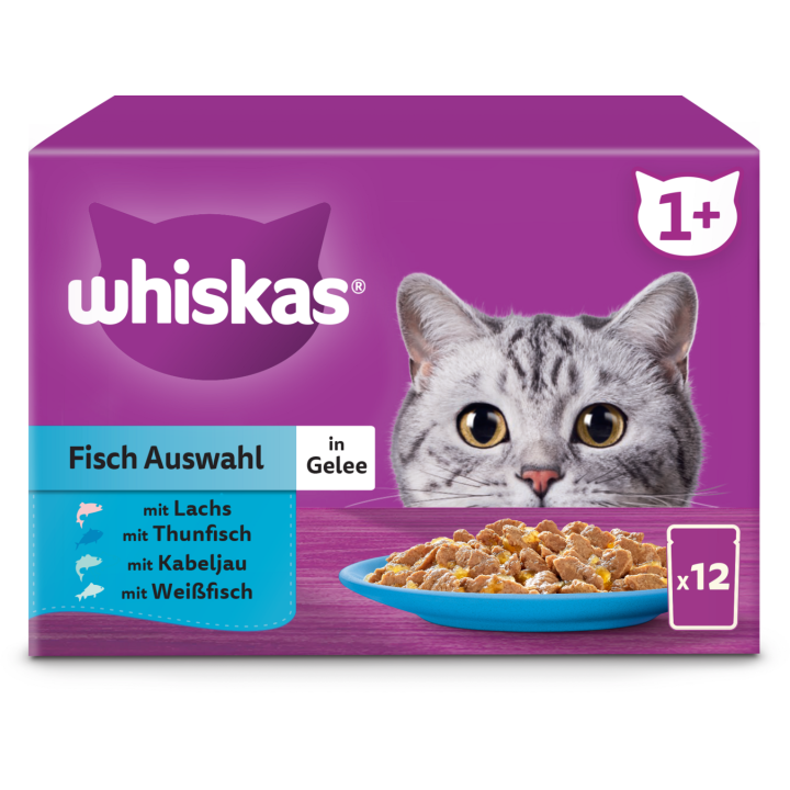 Whiskas Multipack 12x85g Fisch Auswahl in Gelee 1+ - 1.020 g