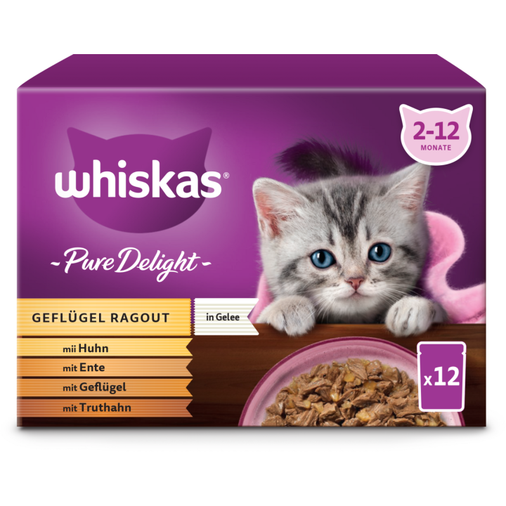 Whiskas Multipack 12x85g Pure Delight Geflügel Ragout in Gelee Junior - 1.020 g