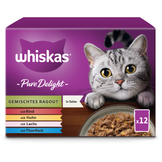 Whiskas Multipack 12x85g Pure Delight Gemischtes Ragout in Gelee 1+ - 1.020 g