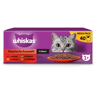 Whiskas Megapack 40x85g Klassische Auswahl in Sauce 1+ - 3.400 g