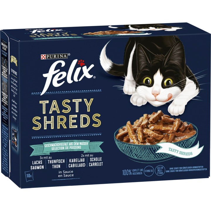 Felix Tasty Shreds Geschmacksvielfalt aus dem Wasser 10x80g - 800 g