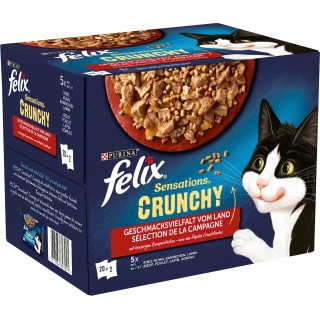 Felix Sensations Crunchy Geschmacksvielfalt vom Land 10x85g +40g - 890 g