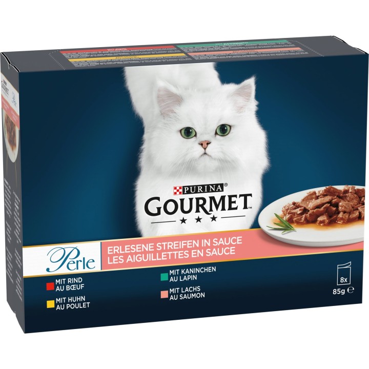 Gourmet Perle Erlesene Streifen Fleischmix und Lachs 8x85g - 680 g