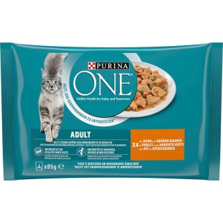 PURINA ONE Adult mit Huhn und grüne Bohnen 4x85g - 340 g