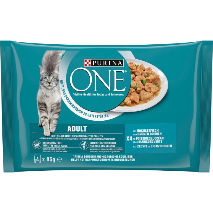 PURINA ONE Adult mit Hochseefisch und grüne Bohnen 4x85g - 340 g