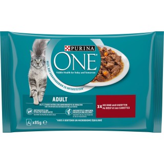 PURINA ONE Adult mit Rind und Karotten 4x85g - 340 g