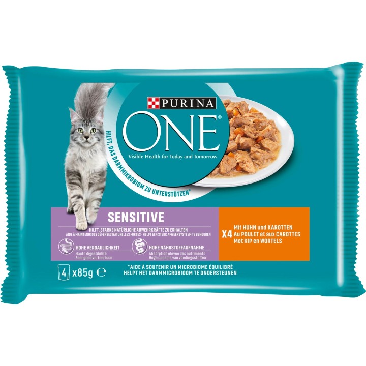 PURINA ONE Spezialitäten Sensitive mit Huhn und Karotten 4x85g - 340 g