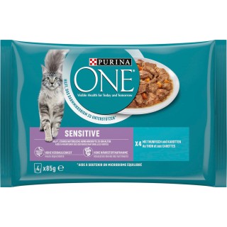 PURINA ONE Spezialitäten Sensitive mit Thunfisch und Karotten 4x85g - 340 g