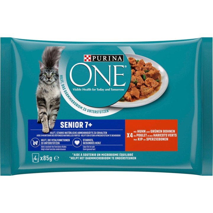 PURINA ONE Senior 7+ mit Huhn und grüne Bohnen 4x85g - 340 g