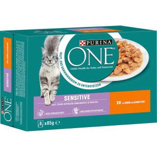 PURINA ONE Sensitive mit Huhn und Karotten 8x85g - 680 g