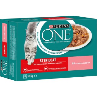 PURINA ONE Sterilcat mit Lachs und Karotten 8x85g - 680 g