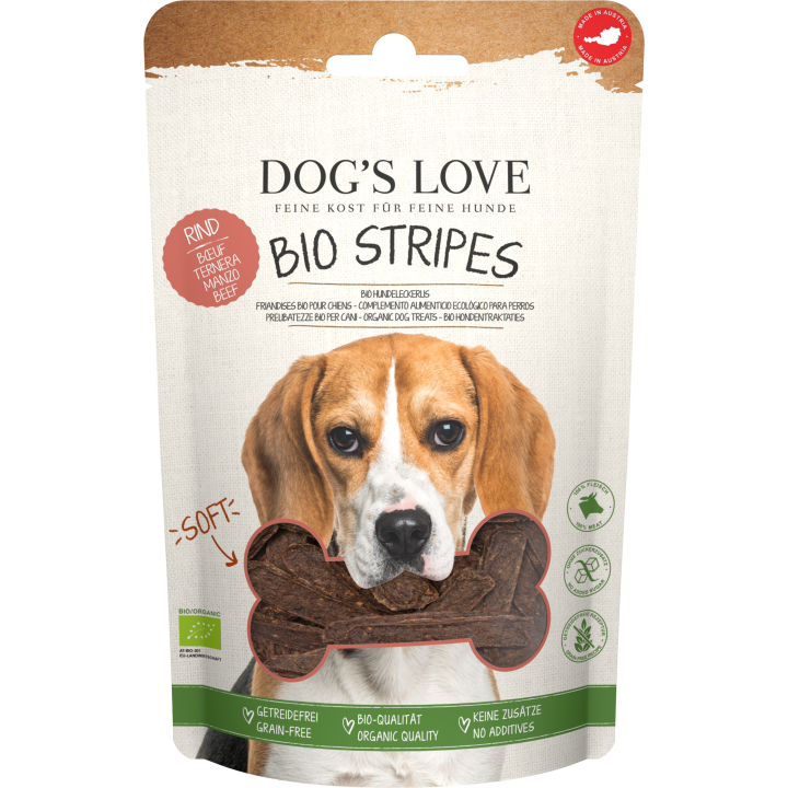DOG'S LOVE Soft Stripes BIO Rind - 150 g