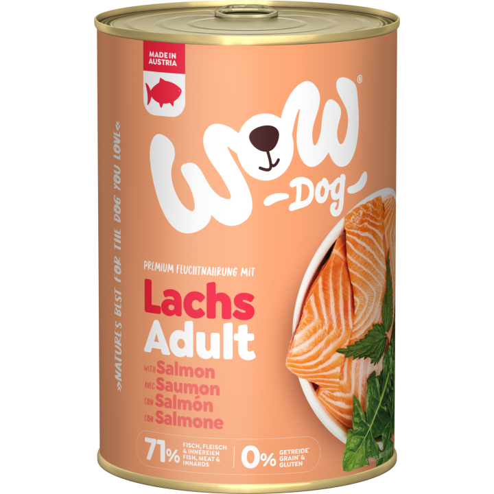 WOW ADULT mit Lachs, Löwenzahn + Brennnessel - 400 g