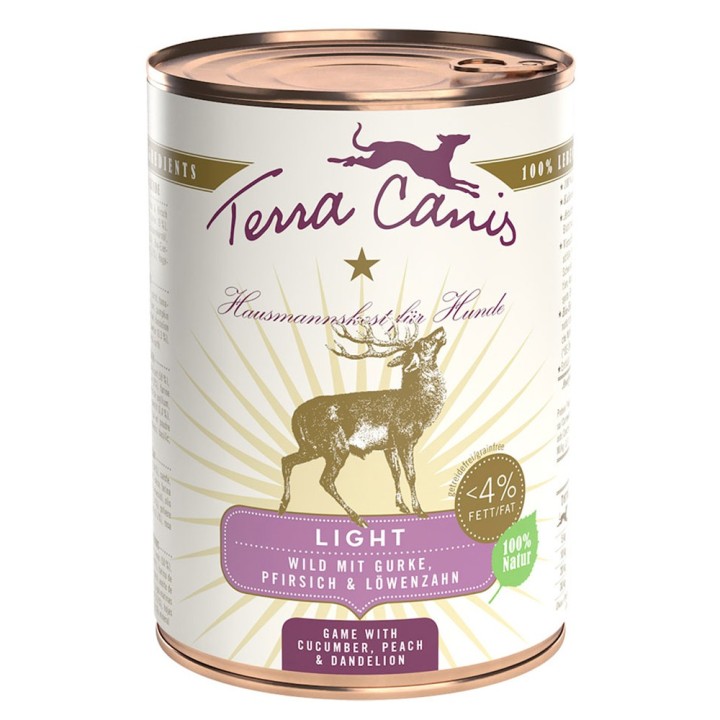 Terra Canis Light 6 x 400 g - Wild mit Gurke, Pfirsich und Löwenzahn