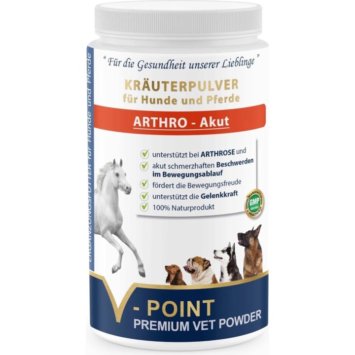 V-POINT ARTHRO Akut - Premium Kräuterpulver für Hunde und Pferde - 500 g