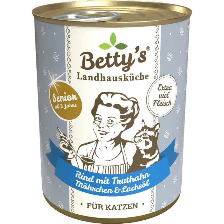 Betty's Landhausküche Senior Rind mit Truthahn, Möhrchen & Lachsöl - 400 g