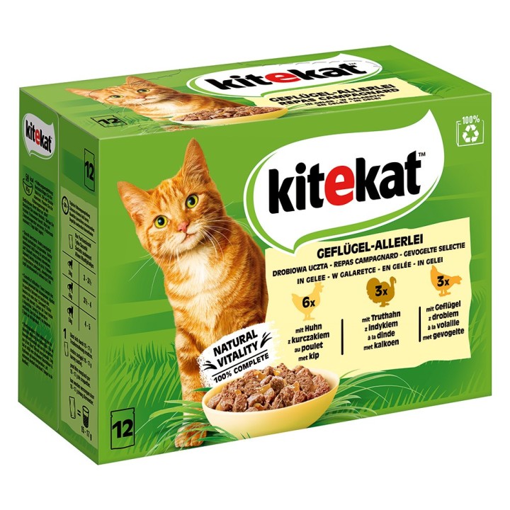 Kitekat Frischebeutel 48 x 85 g - Geflügel-Allerlei in Gelee