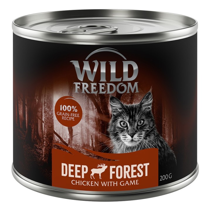 Wild Freedom Adult 6 x 200 g - getreidefreie Rezeptur - Deep Forest: Wild & Huhn