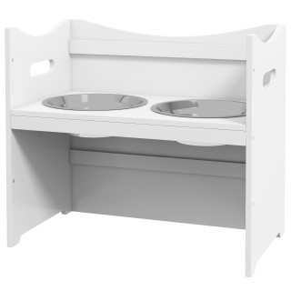 PawHut Hundenapf erhöht höhenverstellbar 2L Edelstahl Futternapf mit Futterständer und Griff für alle Größen Hunde in Weiß