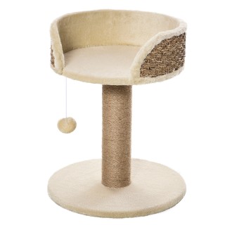 PawHut Kratzbaum klein 49H cm Katzenbaum mit Liegefläche Spielball Kletterbaum für kleine Katzen stabil Cremeweiß   Aosom.de