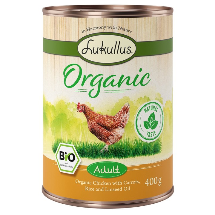 Lukullus Organic Adult Huhn mit Karotte (glutenfrei) - 6 x 400 g