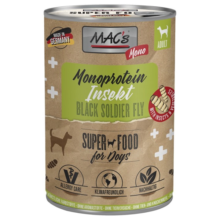 Sparpaket MAC's Mono Insekten Nassfutter für Hunde 24 x 375 g - Insekten
