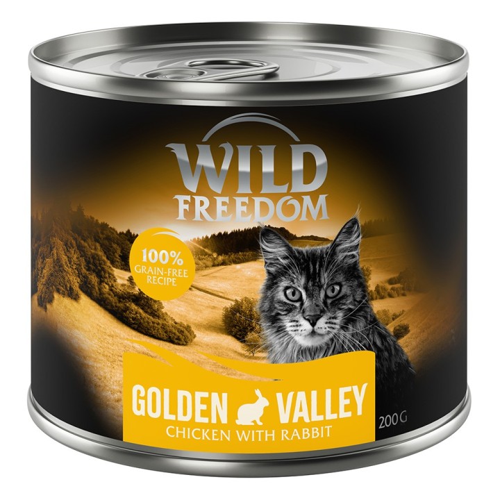 Wild Freedom Adult 6 x 200 g - getreidefreie Rezeptur - Golden Valley: Kaninchen & Huhn