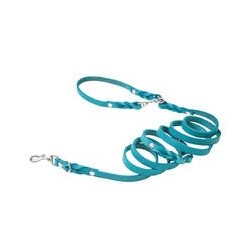 Molly &amp, Stitch Butter 3x verstellbare Leder Hundeleine [Fiji Blue/Silber - 2 m x 12 mm]