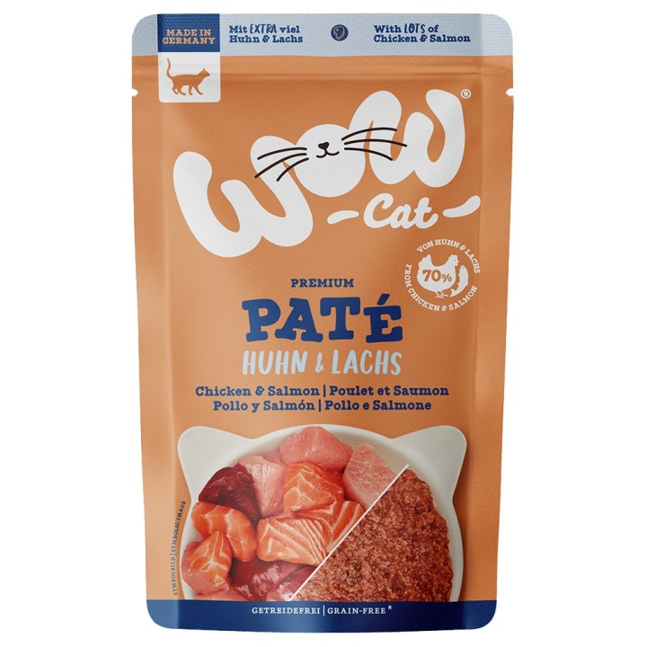 Sparpaket WOW Cat Adult 24 x 125 g - Huhn & Lachs