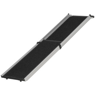 PawHut Hunderampe Haustierrampe klappbar Hundetreppe mit Tragegriff Teleskop Autorampe Tierrampe Alu Schwarz+Silber 183 x 42