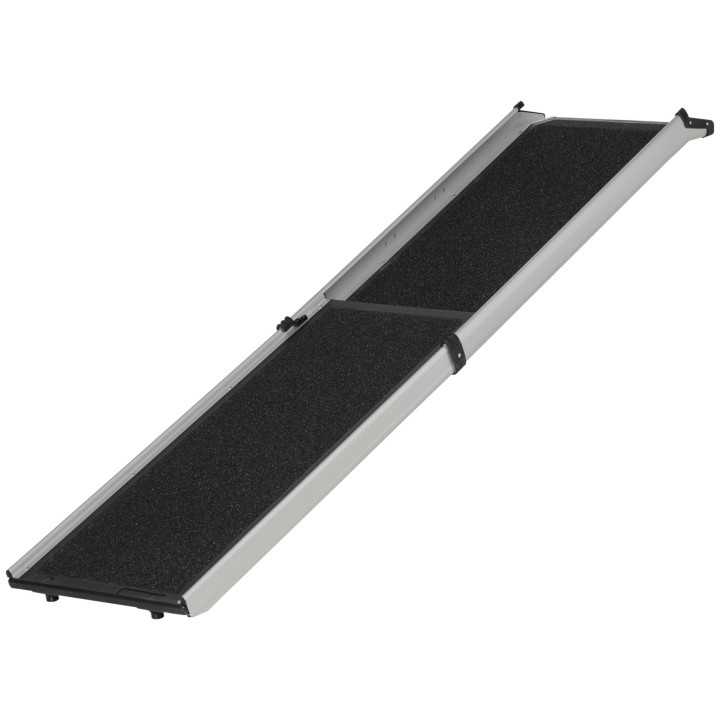 PawHut Hunderampe Haustierrampe klappbar Hundetreppe mit Tragegriff Teleskop Autorampe Tierrampe Alu Schwarz+Silber 183 x 42
