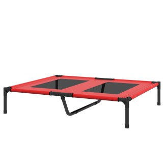 PawHut Erhöhtes Hundebett Haustierbett 92x76x18cm Outdoor Hundeliege atmungsaktiv für große Hunde Camping Oxford Rot   Aosom.