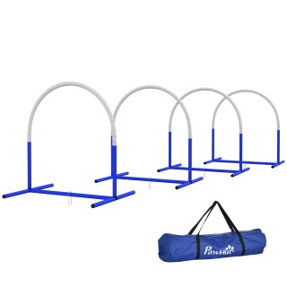 PawHut 4-er Agility-Set für Hunde, 88 x 64 x 95 cm, mit 4 Bögen, Tragetasche, tragbar, für ältere oder sehr junge Hunde, PE,