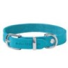 Molly &amp, Stitch Butter Leder Hundehalsband [Fiji Blue/Silber - S: 28 - 32 cm x 12 mm]