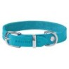 Molly &amp, Stitch Butter Leder Hundehalsband [Fiji Blue/Silber - M: 32 - 38 cm x  20 mm]