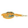 Trendfährte Hundeleine Leder geflochten 3-fach verstellbar [Ozeanblau/Orange - XS/S: ca. 2 m x 12 mm]