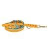 Trendfährte Hundeleine Leder geflochten 3-fach verstellbar [Ozeanblau/Orange - M/L: ca. 2 m x 15 mm]