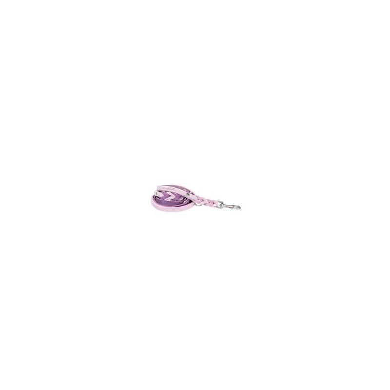 Trendfährte Hundeleine Leder geflochten 3-fach verstellbar [Flieder/Traube - M/L: ca. 2 m x 15 mm]