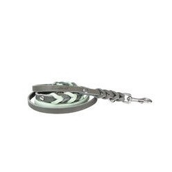 Trendfährte Hundeleine Leder geflochten 3-fach verstellbar [Mint/Anthrazit - XS/S: ca. 2 m x 12 mm]