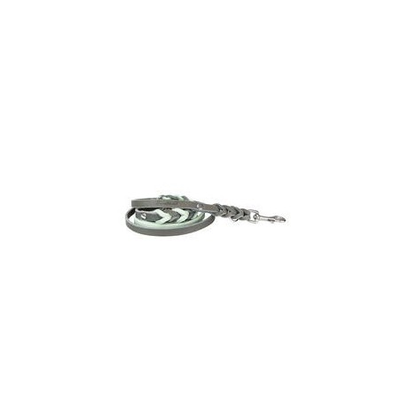 Trendfährte Hundeleine Leder geflochten 3-fach verstellbar [Mint/Anthrazit - XS/S: ca. 2 m x 12 mm]