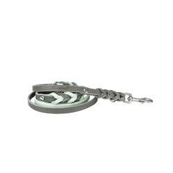 Trendfährte Hundeleine Leder geflochten 3-fach verstellbar [Mint/Anthrazit - M/L: ca. 2 m x 15 mm]
