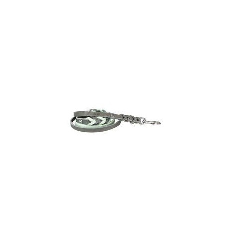 Trendfährte Hundeleine Leder geflochten 3-fach verstellbar [Mint/Anthrazit - M/L: ca. 2 m x 15 mm]