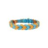 Trendfährte Hundehalsband Leder geflochten [Ozeanblau/Orange - XS: ca. 28-35 cm]