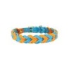 Trendfährte Hundehalsband Leder geflochten [Ozeanblau/Orange - S: ca. 33-40 cm]