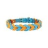 Trendfährte Hundehalsband Leder geflochten [Ozeanblau/Orange - M: ca. 38-45 cm]