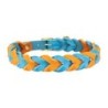 Trendfährte Hundehalsband Leder geflochten [Ozeanblau/Orange - L: ca. 43-50 cm -]