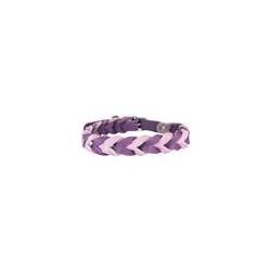 Trendfährte Hundehalsband Leder geflochten [Flieder/Traube - XXS: ca. 23-30 cm]