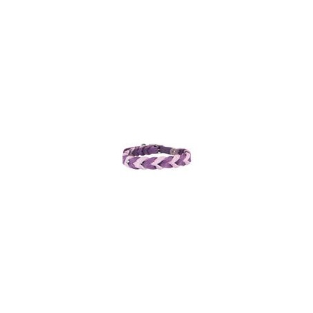 Trendfährte Hundehalsband Leder geflochten [Flieder/Traube - XXS: ca. 23-30 cm]