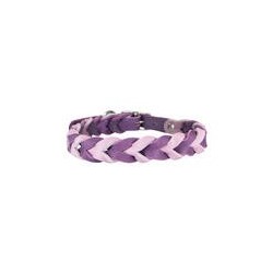 Trendfährte Hundehalsband Leder geflochten [Flieder/Traube - XS: ca. 28-35 cm]