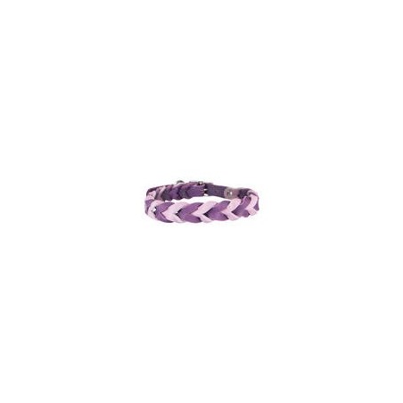 Trendfährte Hundehalsband Leder geflochten [Flieder/Traube - XS: ca. 28-35 cm]